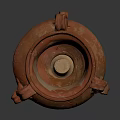 Sculpted Red Terracotta Vase with Two Handles and Hand Carved Details